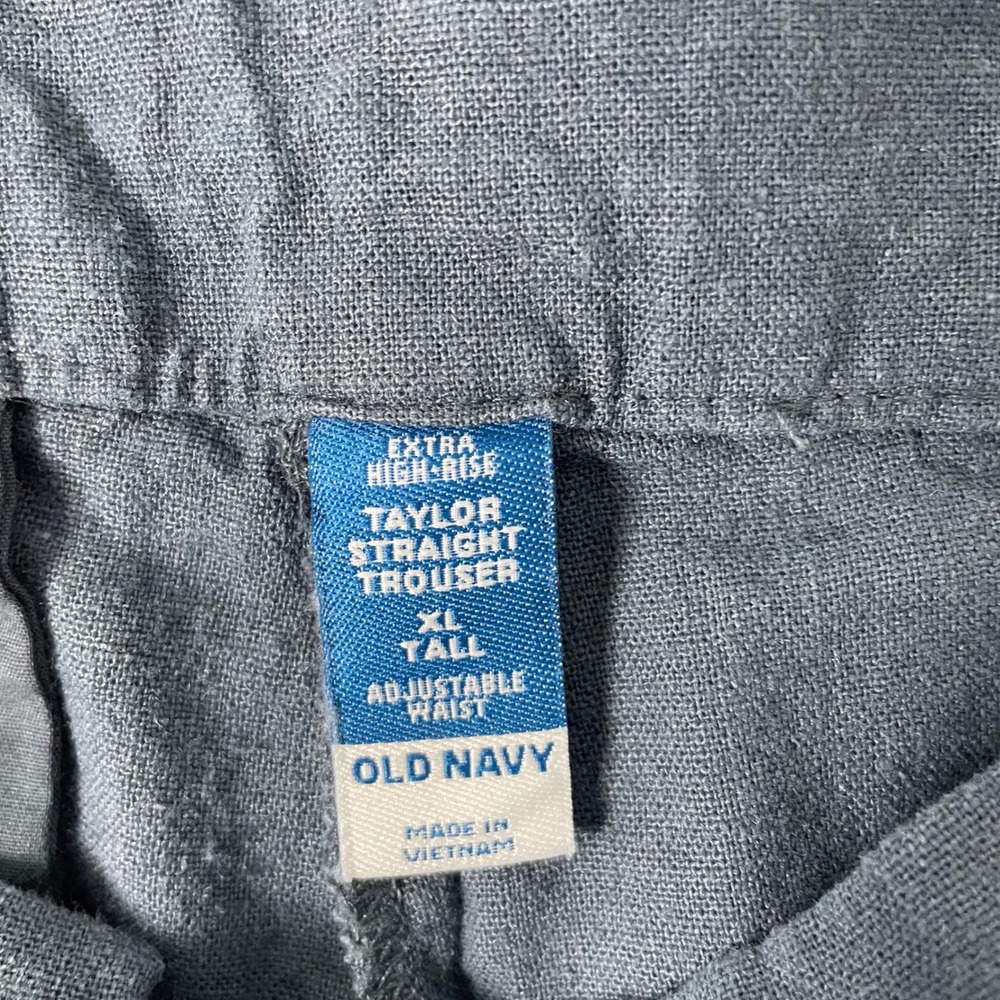 Old Navy Pants Womens XL Tall Blue Linen Blend Taylor High Rise Straight Trouser - Picture 3 of 7